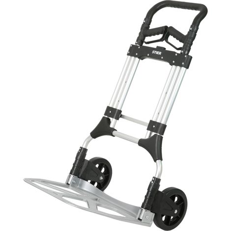 STIER Sackkarre Premium klappbar, Aluminium Transportkarre, Belastbarkeit bis 200kg, Stapelkarre zum Transportieren, Vollgummi-Bereifung, Griff stufenlos höhenverstellbar