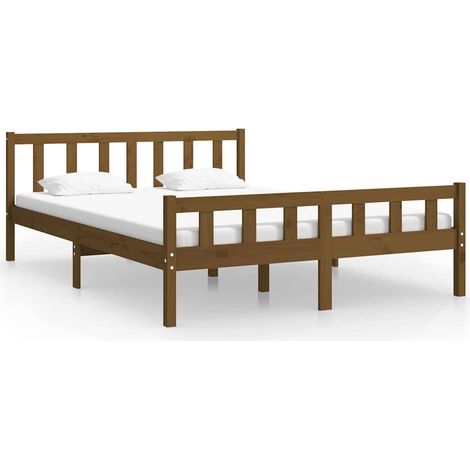 Maison Exclusive - Massivholzbett Honigbraun 150x200 cm (1/5)