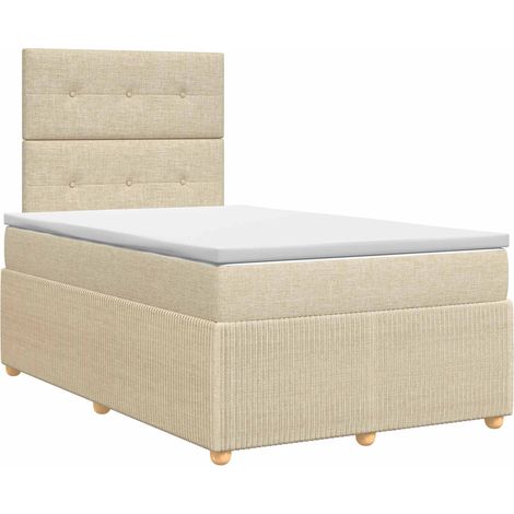 Letto box spring con materasso Crema 120 x 190 cm Tessuto vidaXL (1/5)