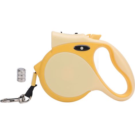 Einziehbare Hundeleine mit komfortablem Griff, automatischem Teleskopmechanismus, integrierter Taschenlampe, gelb, für kleine und mittelgroße Hunde. (1/5)