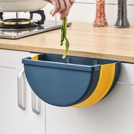 Poubelle Pliante Murale, Poubelle de Cuisine Pliable, Petite Poubelle Suspendue, Poubelle de Cuisine Collante, Poubelle Semi-Circulaire pour Voiture, Cuisine, Salle de Bain (1/5)