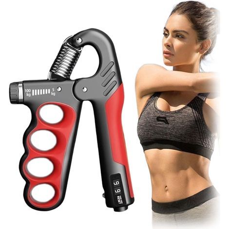 5-100kg Griffkracht trainer, handtrainer, vinger-grijpkrachtversterker, grip grijfkracht trainer, instelbare weerstand 5-100 kg handtrainer voor spiertraining (Rood) (1/5)