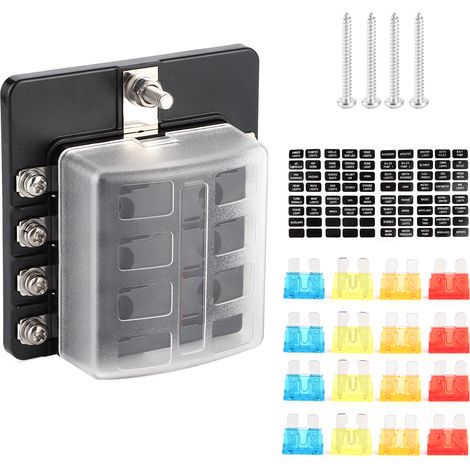 Akozon Boîte à Fusibles de Voiture, Support de Bloc de Fusibles à Lame de Boîte à Fusibles de Borne D'écrou à Vis à 8 Voies avec Indicateur LED. (1/5)
