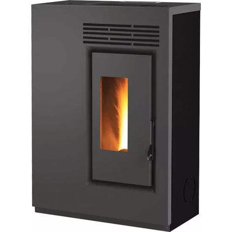 stufa a pellet slim ventilata caris "fiore" nero 5,0 kw (1/2)