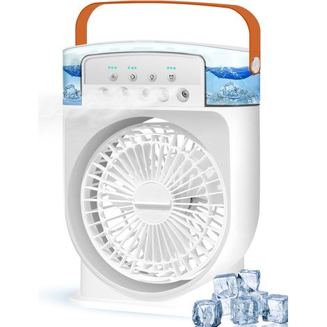 4-in-1 tragbare Klimaanlage, 600 ml Mini-Luftkühler, 3 Windgeschwindigkeiten und 7 Farben, leise tragbare Klimaanlage für Schlafzimmer, Büro und Lesen