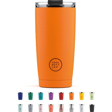 Cool Bottles - Tumbler - Bicchiere Termico in Acciaio Inossidabile - 550 ml - Vivid Orange - Tazza da Caffè - Coperchio Ermetico - Bevande Fredde 10 ore e Calde 5 ore - Finitura Antimacchia (1/4)