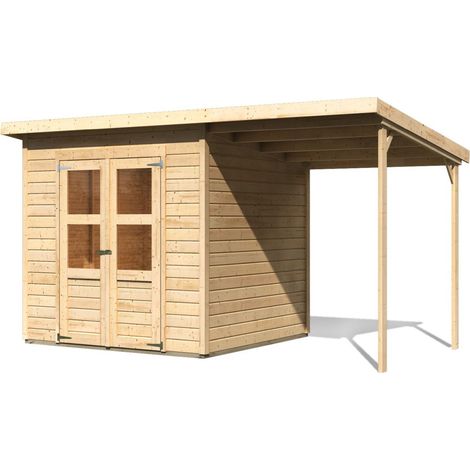 Hamburg 4 SET mit Anbaudach natur 2,12x2,14x2,20m