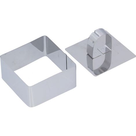 Moule à Gâteau Carré en Acier Inoxydable 4x8cm pour Mousse, Salades et Pâtisseries (1/5)
