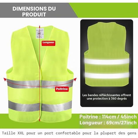Gilet Jaune Voiture Gilet Jaune Adulte Gilet Jaune Velo Gilet Securite Homme Gilet Fluorescent De Sécurité Réfléchissant Gilet Haute Visibilité Femme (1/4)