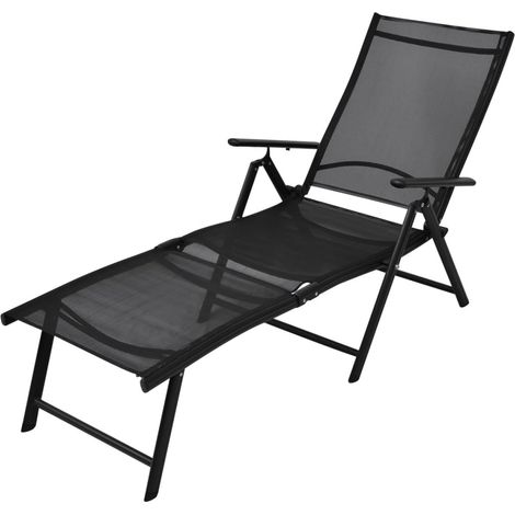 Bain de soleil pliable Moderne - Transat - Fauteuil de jardin relax - Aluminium Noir Chic-542142 (1/5)