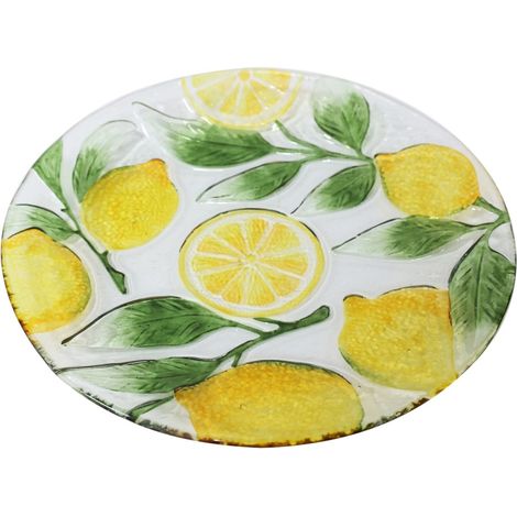 Piatto Decorativo Limone per Cucina - Vassoio in Vetro Giallo