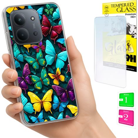 Custodia per Xiaomi Redmi 15C 5G 173mm / Custodia per Poco C85 con retro a farfalla e vetro 9H (1/5)