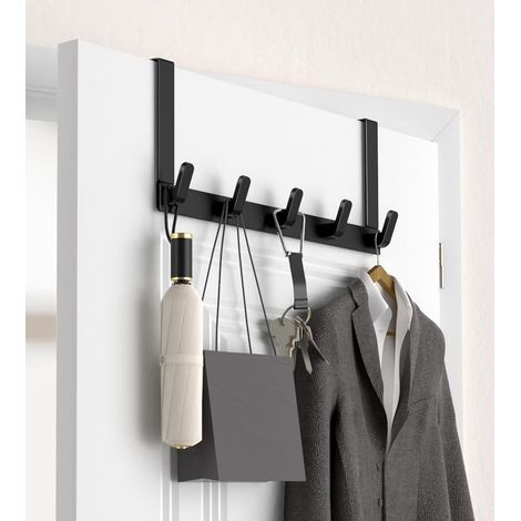 Türhaken mit ausziehbarem Arm, Aufbewahrung für Badezimmeraccessoires und Handtuchhalter – 1-teilig, Mattschwarz (1/5)