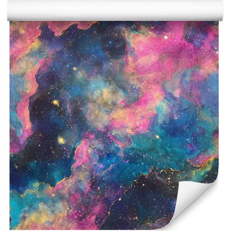 Papier peint aquarelle galaxie bleu, bleu marine, violet et turquoise 50x1000 cm (1/5)