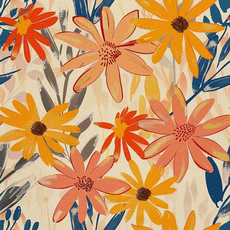 Tela Oxford para decoración de exteriores - Motivo de flores I DX5152 (1/5)