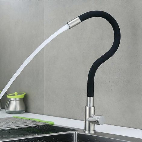 Robinet de cuisine pivotant à 360° noir 595 mm (1/4)