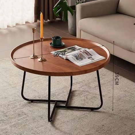 Table basse ronde multifonctionnelle 360Home pour salon, petite table ronde marron clair 505039cm【CJ539】 (1/4)