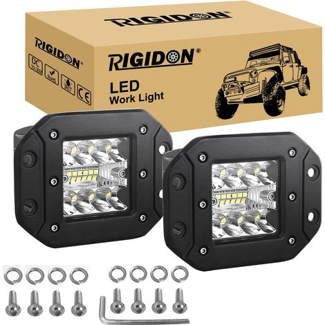 2 Pcs Rampe de Phare LED, 5 Pouces 42W 12V 24V, projecteurs lumière Feux de Travail pour Offroad Voiture camions SUV ATV 4x4 Tracteur Bateau,6000k feu antibrouillard (1/5)