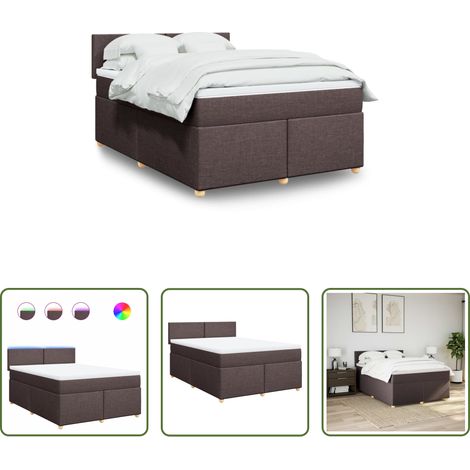 Matelas à ressorts ensachés - Sommier à lattes de lit avec matelas Marron foncé 140x200 cm (1/5)