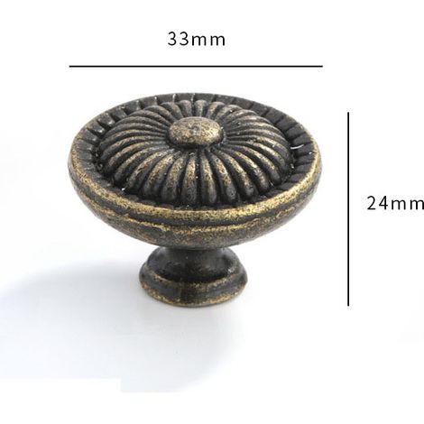 Lot de 10 boutons de placard ronds en laiton antique, style vintage, pour commode, tiroir, cuisine, style rustique classique, poignée de porte à trou unique (1/2)