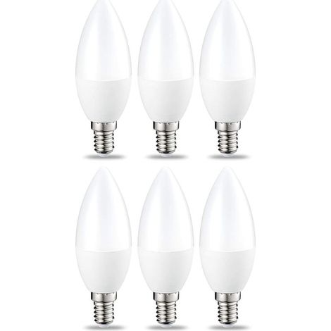 Packung mit 6 kleinen LED-Glühbirnen in Flammenform, Edison-Schraubsockel E14, 5 W, warmweiß, nicht dimmbar [Energieklasse F] (1/5)