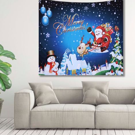 Tapis mural de Noël Père Noël 150x150cm, décoration maison tapisserie motif Santa, couverture suspendue. (1/5)