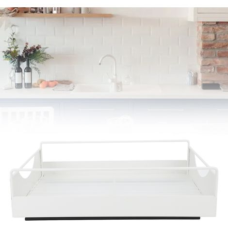 Rangement de Placard Extensible - Organisateur en Acier Carbone - Dimensions 302x401x115mm - Blanc - Installation Adhesive et Glissement Silencieux (1/5)