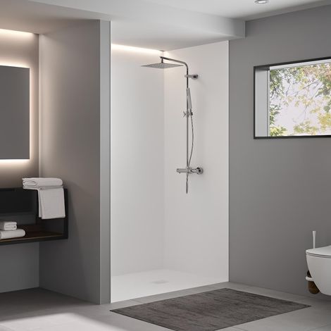 Panneau mural salle de bain KINEDO Kinéwall Design 3 mm 100x250 blanc satiné