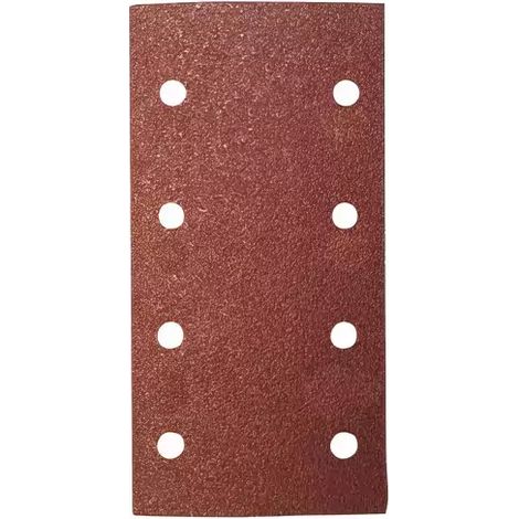 LEMAN 115230.10.82 Lot de 8 patins auto-agrippant corindon - 115 x 230 mm Grain 80 - 10 trous bois/métal