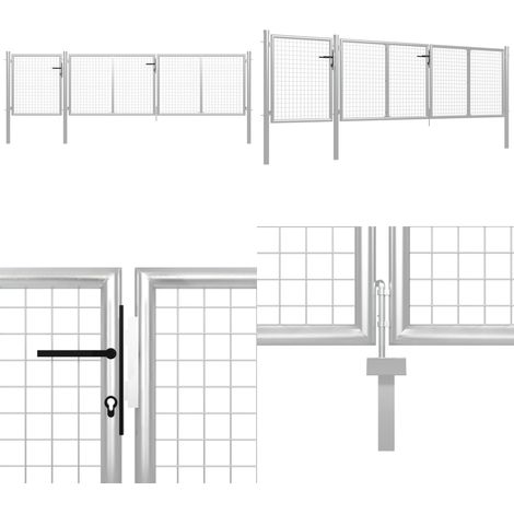Gartentor Stahl 400 x 100 cm Silbern - Gartentor - Stahltür - Zaunteil - Hauseingangstor - Sicherheitszaun - Home & Living (1/5)