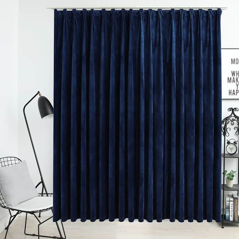 Rideau occultant avec crochets Velours Bleu foncé 290x245 cm (1/5)