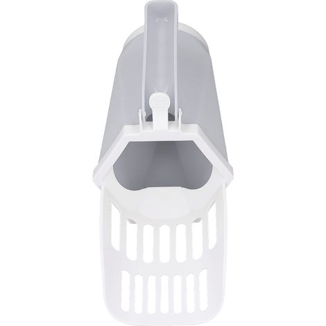 Pelle à litière pour chat 3 en 1 avec support de sac à litière intégré, pour une utilisation intérieure et extérieure, grise. (1/5)