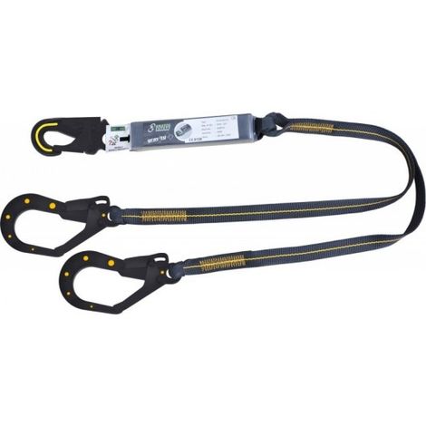 KRATOS SAFETY - Longe fourche diélectrique en sangle avec absorbeur d'énergie