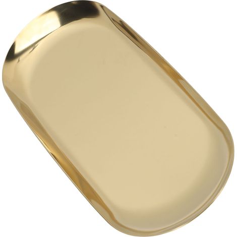 Plateau de Bijoux Ovale avec Miroir Doré et Bord Brillant pour Accessoires et Vernis à Ongles (1/5)