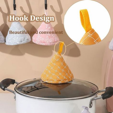 Gant de cuisson isolant - Unbrand - Coton résistant à la chaleur - Antidérapant - Mini triangle - Plaid jaune violet (1/5)