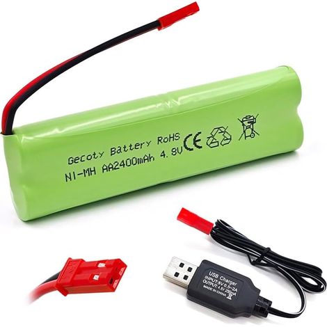 Batterie rechargeable 4,8 V NI-MH AA - 2400 mAh - Avec prise JST et câble de charge - Pour jouets, éclairage, outils électriques - Prise JST (1/5)