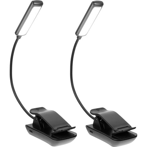 Healeved Lot de 2 Lampes à Pince LED Rechargeables Noires, (1/5)