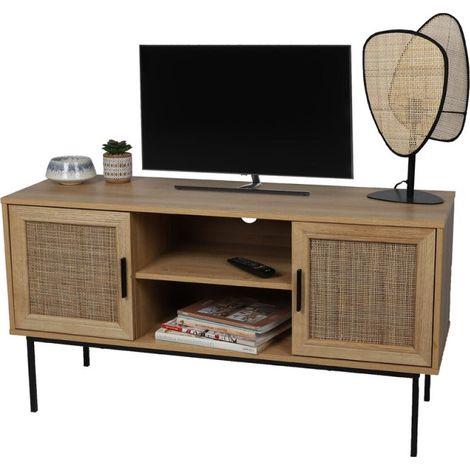 Meuble TV Avec 2 Portes Et 2 Étagères Marron Romy Atmosphera (1/3)