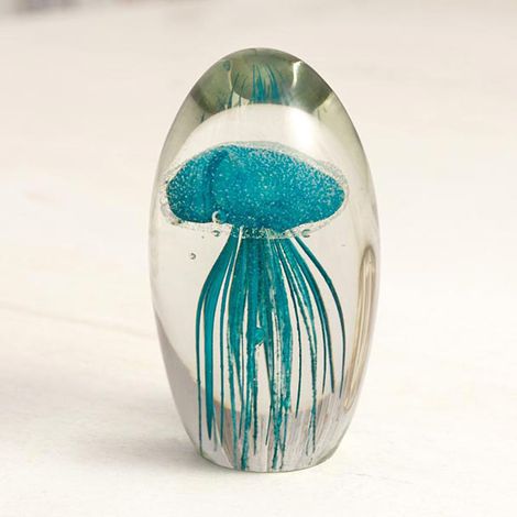 Sulfure verre méduse turquoise 9x6cm (1/3)
