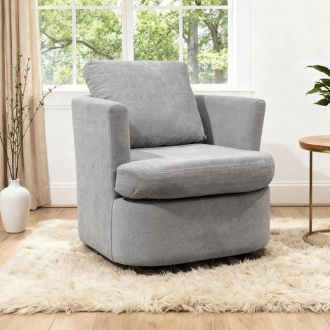 Drehsessel Chenille 360° schwenkbar mit U-Rückenlehne Grau (1/5)