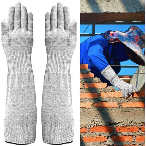 Garden Gloves, Long Gloves, Thornproof, Cut Resistant Level 5 with Long Sleeves, Gardening Gloves, Cooking, Heavy Duty Work Gloves for Women and Men, 18" (Grey) (1/5)