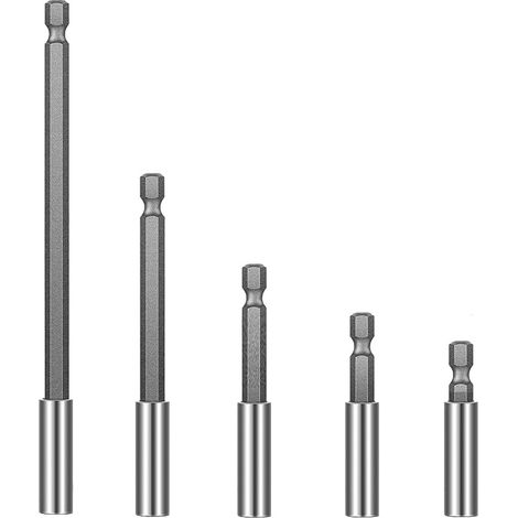 5pcs 1/4 Inch Magnetic Bit Holder Extension Hex Shank Screwdriver Bit Holder 50 mm 60 mm 75 mm 100 mm 150 mm Extension Screwdriver Bit (1/5)