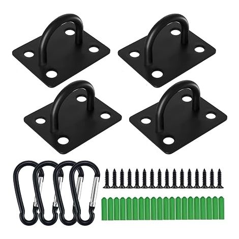 Stainless Steel Eyelet Plate with Carabiner, Ceiling Hook, Eye Plate for Wall Mounting, Ceiling Mounting, Stainless Steel Tie Down Hook (1/5)