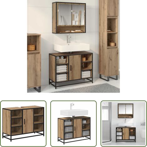 Holzschrank - Badezimmerschrank Artisan-Eiche 80 x 33 x 60 cm Holzwerkstoff (1/5)