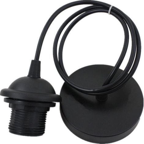 E27 Porte Lampe Suspension,E27 Pendentif Lampes Suspendues Accessoire avec Câble Base de Lampe,Base de Lampe de Lampe Suspendue,pour Chambre, Salon, Couloir Noir 1m (1/5)