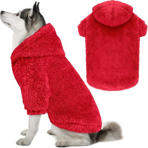 Ropa de franela para perros, bata de baño para perros pequeños y medianos, ropa de hotel para gatitos, ropa francesa para perros, roja XL (1/5)