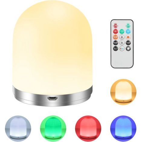 Veilleuse, lampe de chevet pour enfants avec télécommande, rechargeable par USB et fonction minuterie (1/5)