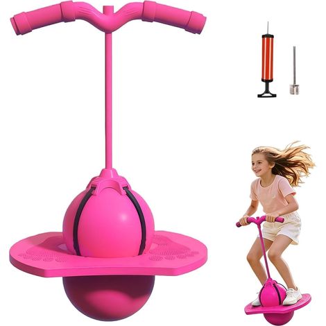 Ballon sauteur rose avec poignée et pompe à air – Capacité de charge : 300 kg, sauteur d’équilibre pour enfants de 6 à 8 ans et adultes – Jouet d’extérieurrose (1/5)