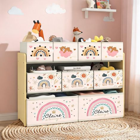 Étagère de rangement enfant 3 niveaux 9 bacs 93 x 30 x 70 cm (1/5)