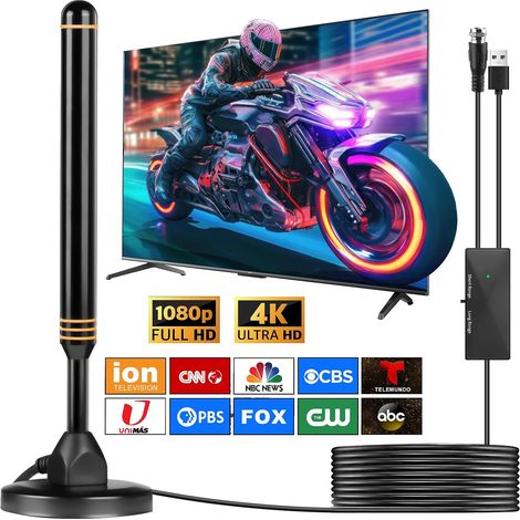 Indoor-TV-Antenne, TV-Antenne für Indoor-Smart-TV, TV-Antenne für lokale Kanäle, digitale Antenne für Indoor-Smart-TV, 400 km große HD-TV-Antenne, unterstützt alle (1/5)